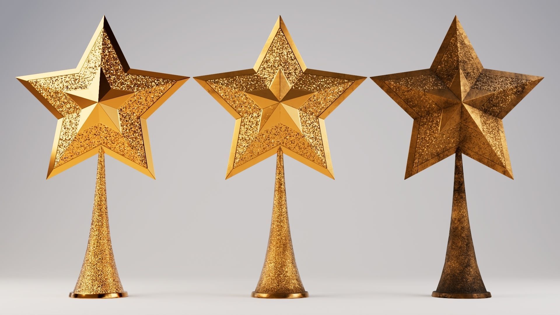 Christmas star v1 with 2 mesh 3 skin and 3 colors all in 4K PBR Low-poly 3D model_3