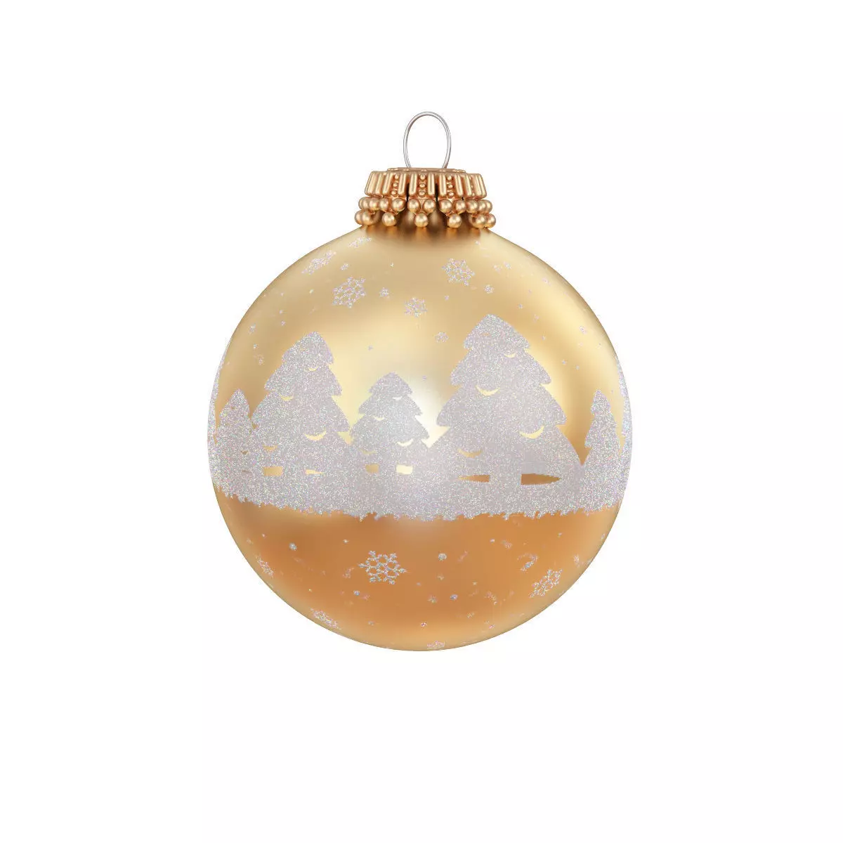 Christmas ball - snow trees in the gold 3D model_0