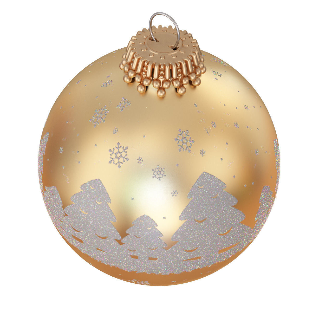 Christmas ball - snow trees in the gold 3D model_2
