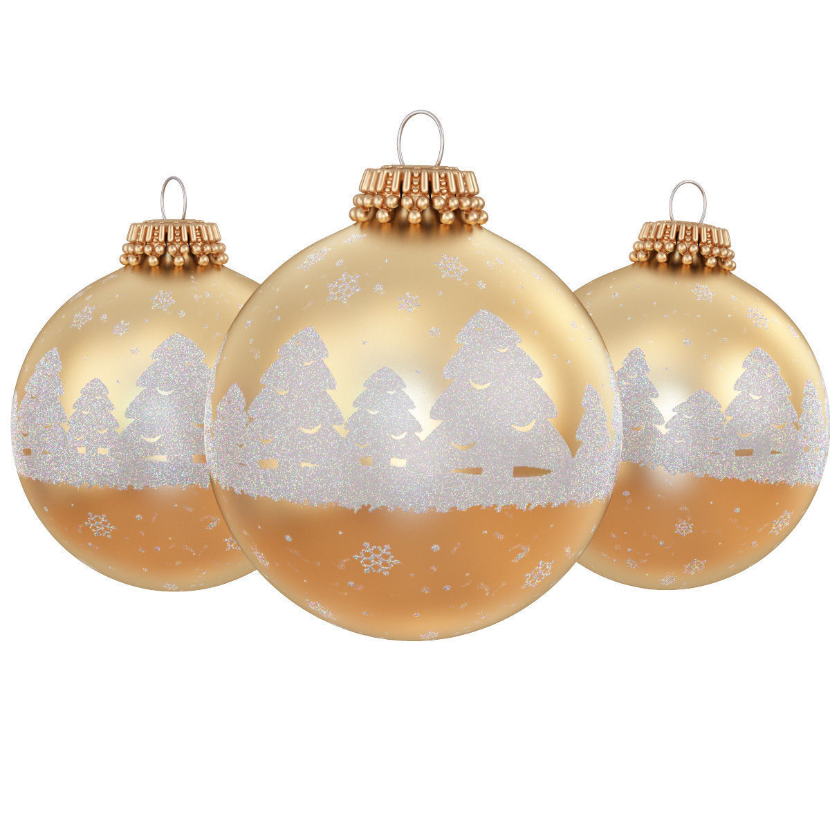 Christmas ball - snow trees in the gold 3D model_1