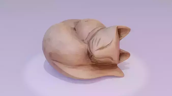Cat wood statue
