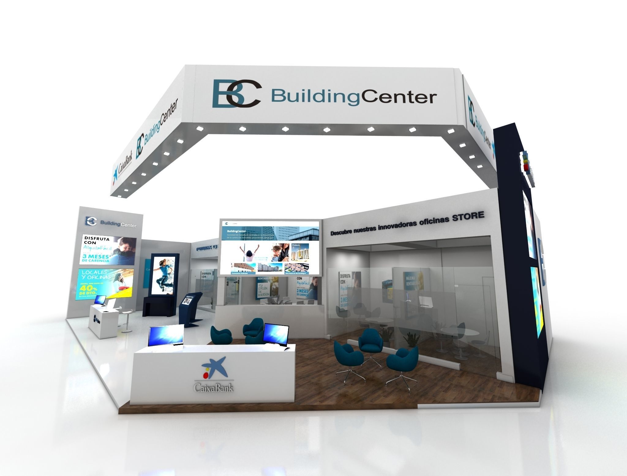 EXHIBITION STAND booth design Low-poly 3D model_3