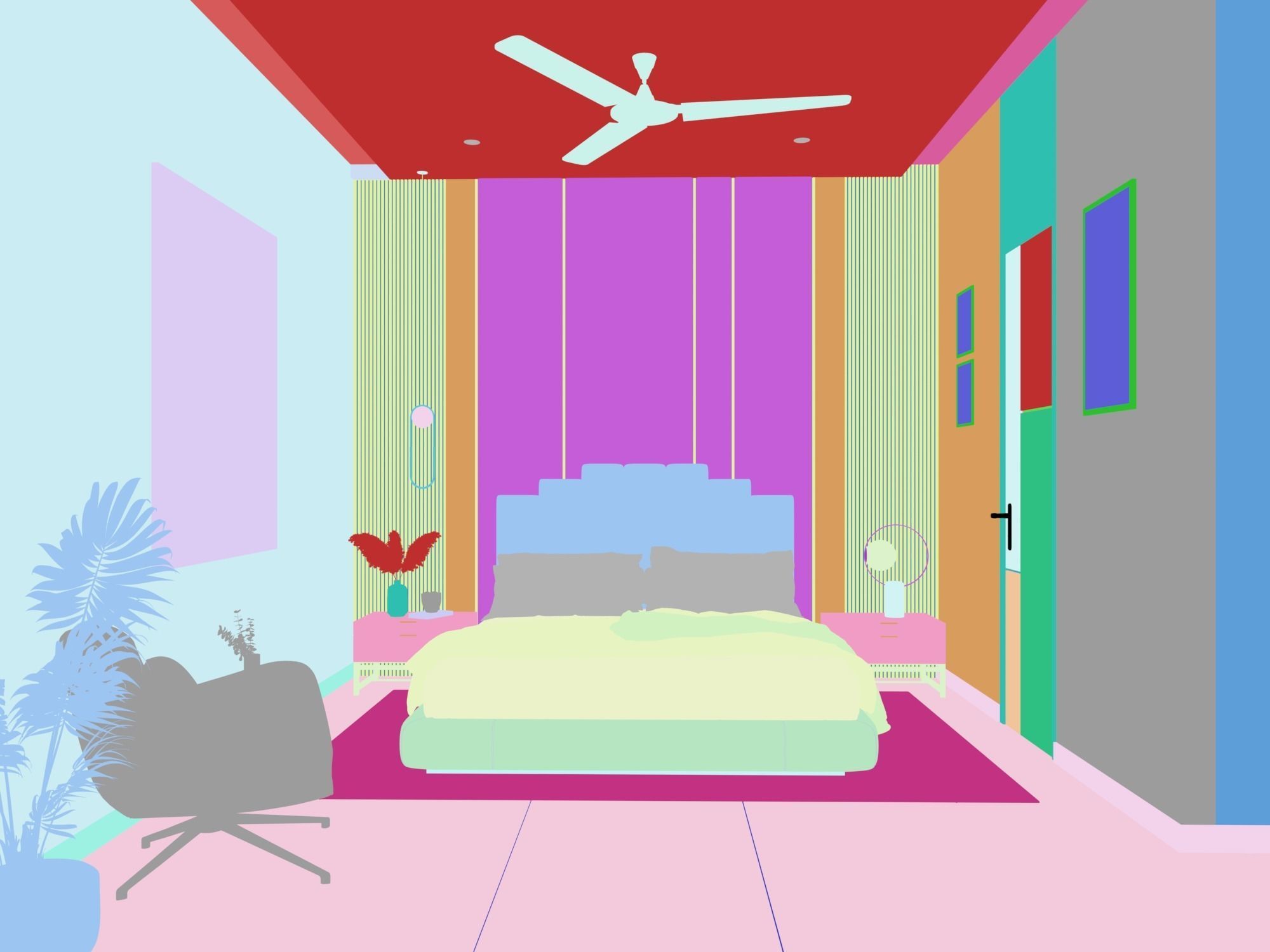 Bedroom Interior Model 3D model_3