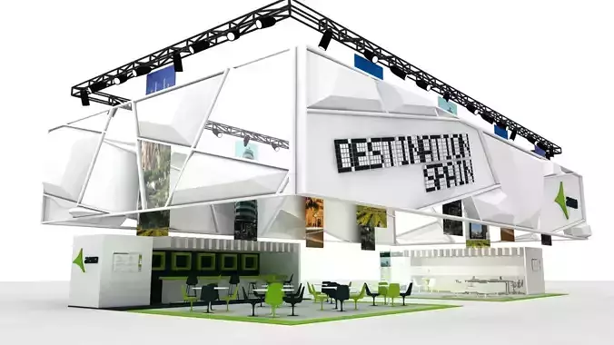 EXHIBITION STAND booth design Low-poly 3D model