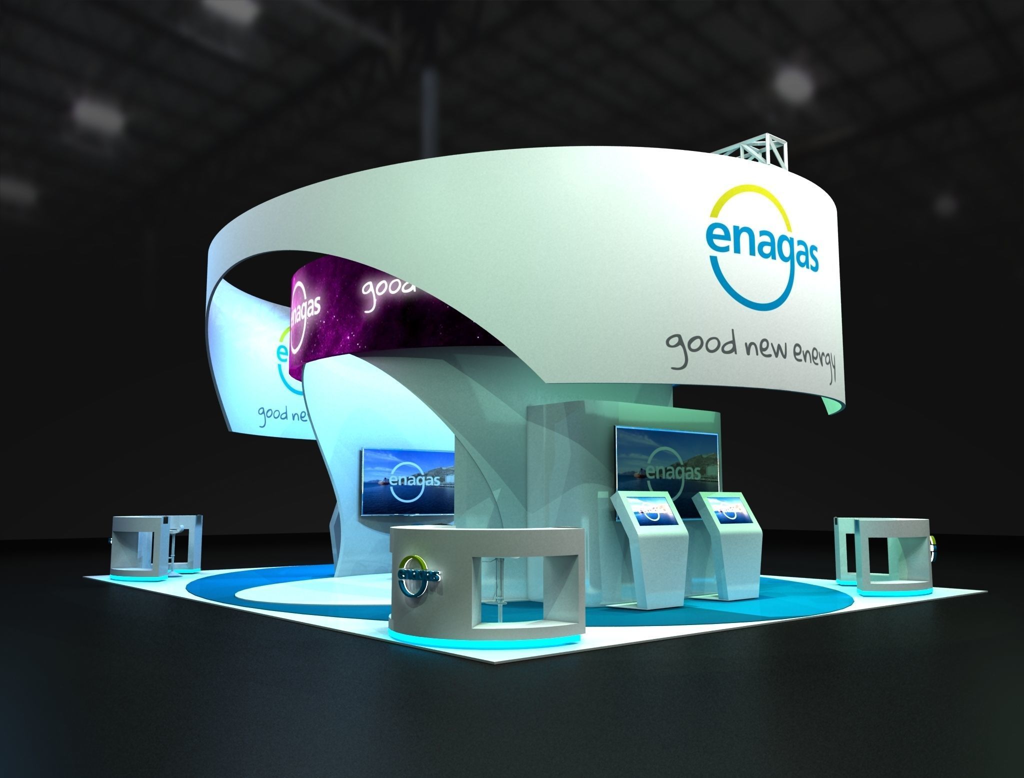 EXHIBITION STAND booth design Low-poly 3D model_1