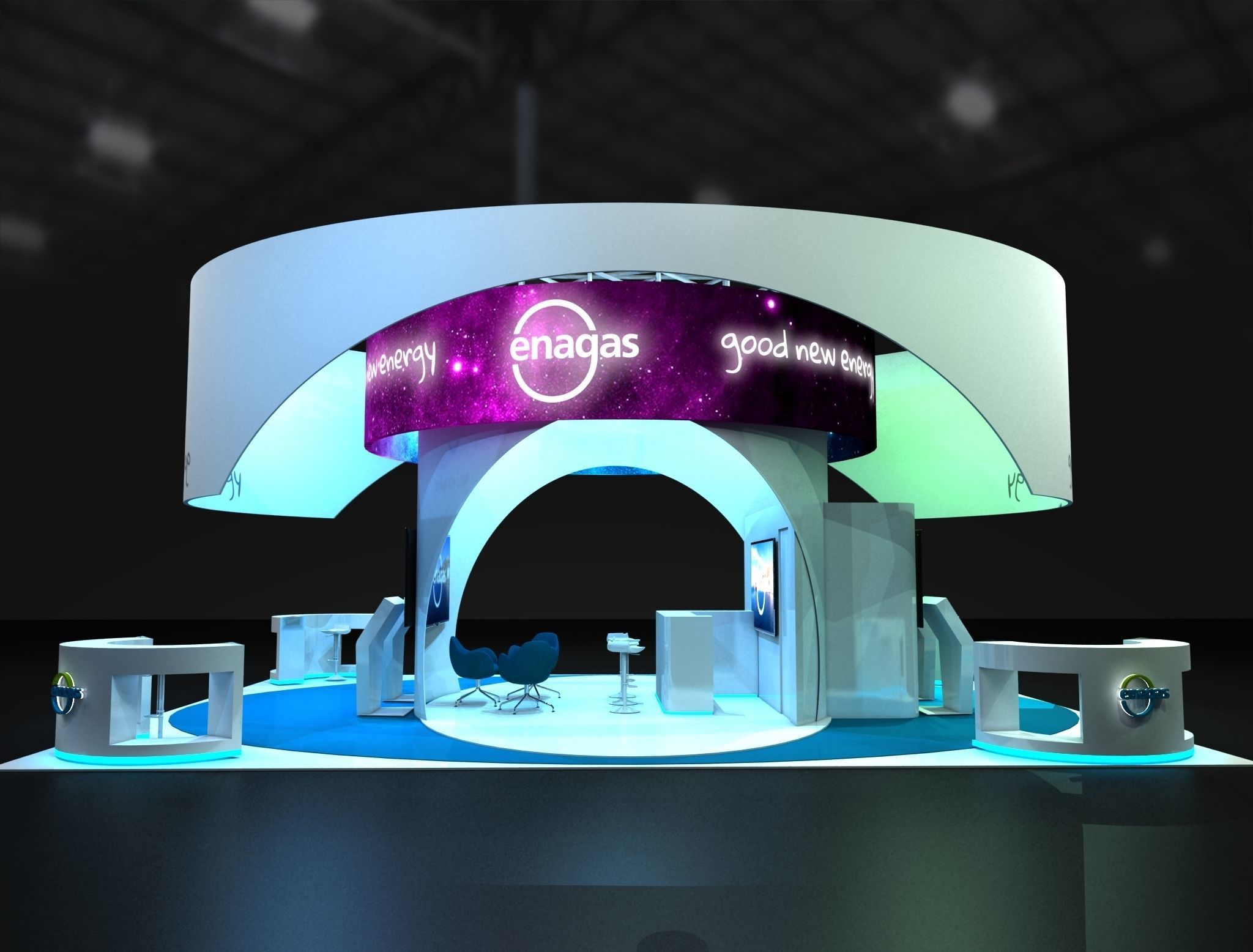 EXHIBITION STAND booth design Low-poly 3D model_3