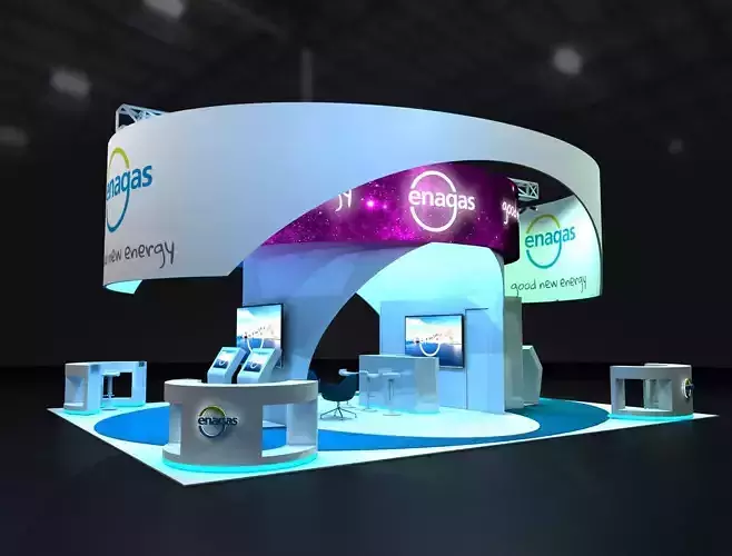EXHIBITION STAND booth design Low-poly 3D model