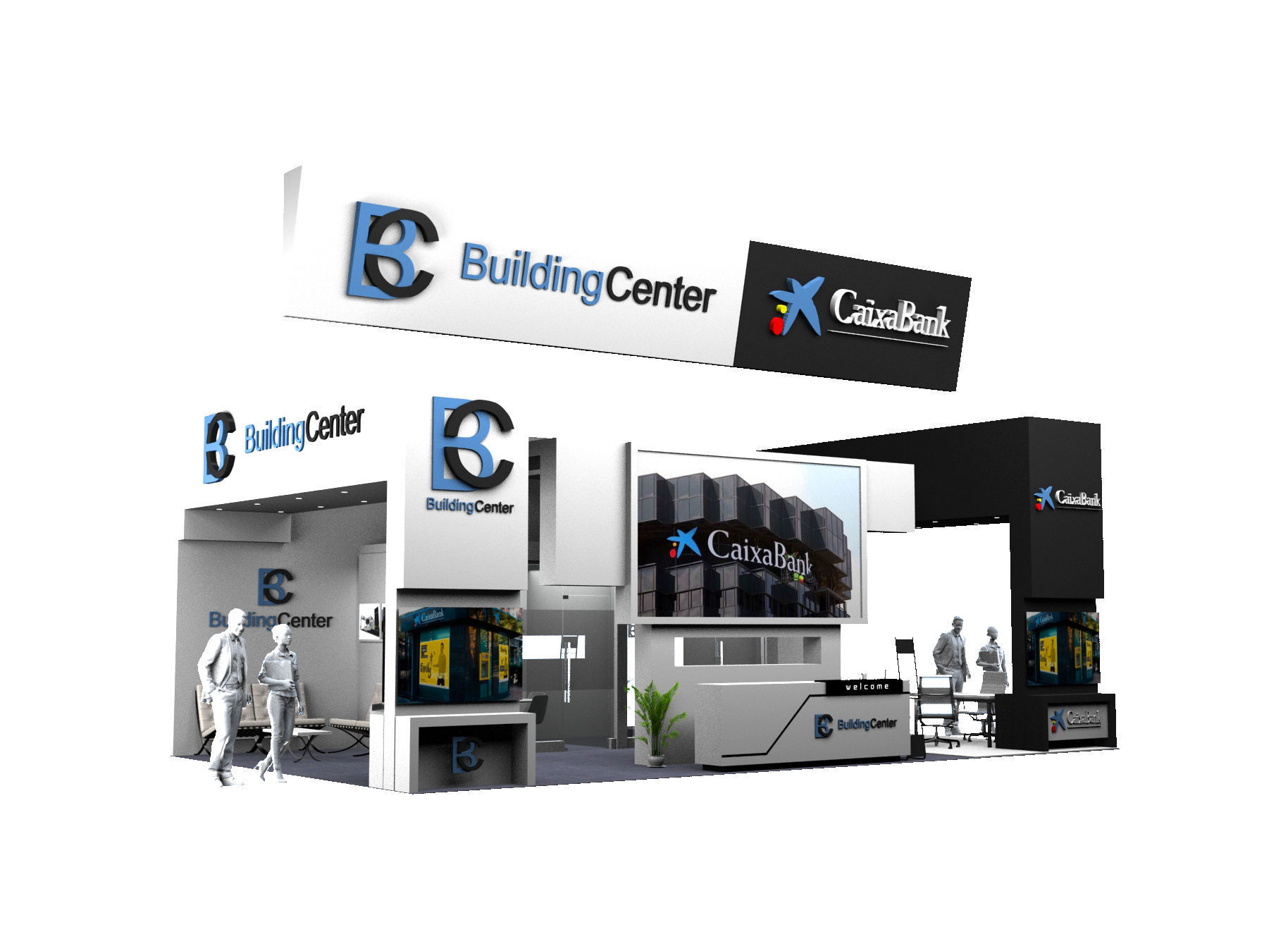 EXHIBITION STAND booth design Low-poly 3D model_2