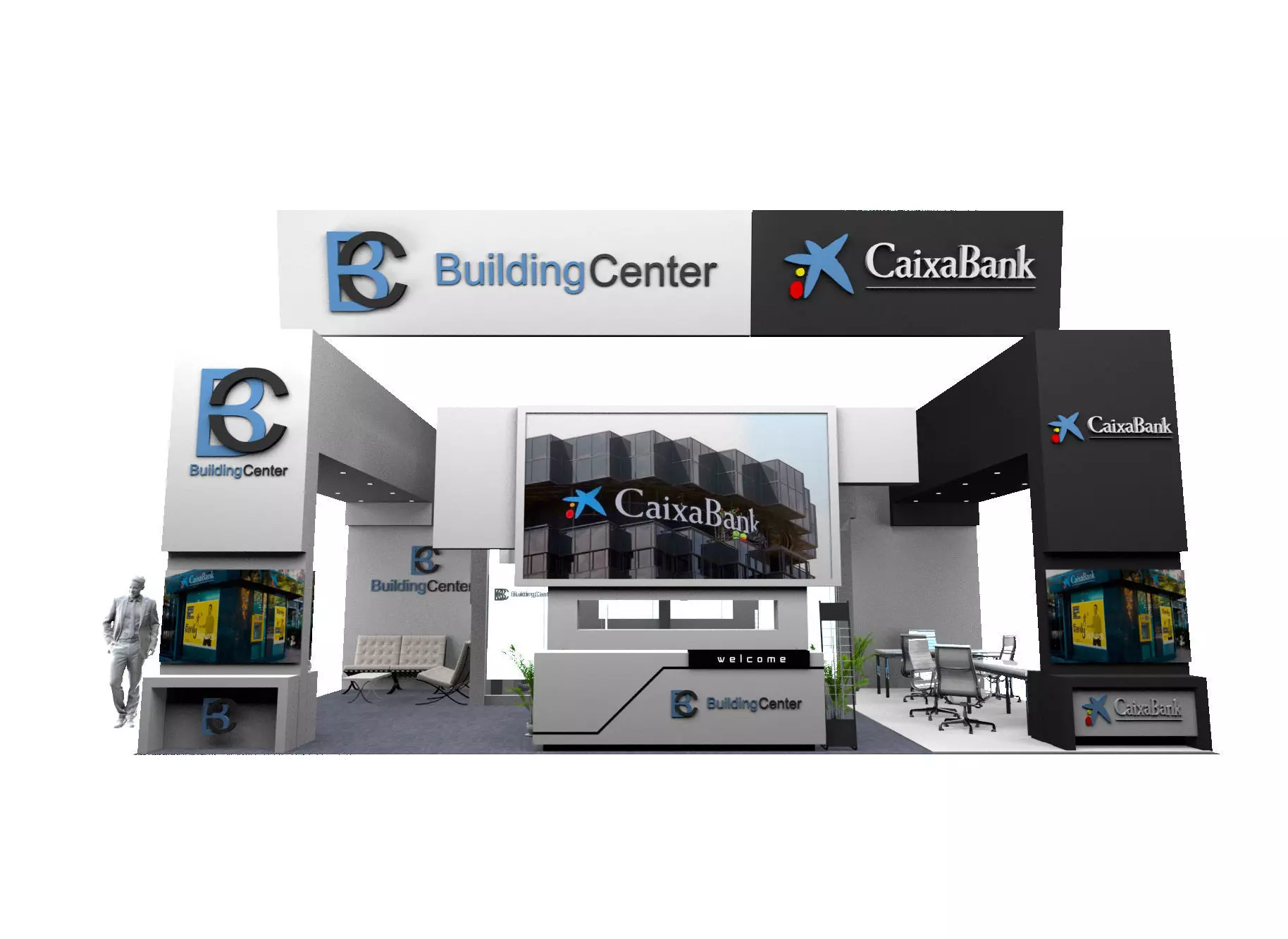 EXHIBITION STAND booth design Low-poly 3D model_0