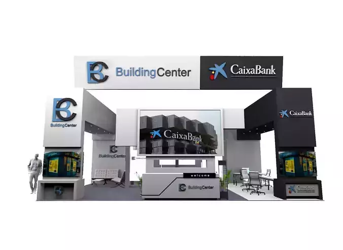 EXHIBITION STAND booth design Low-poly 3D model