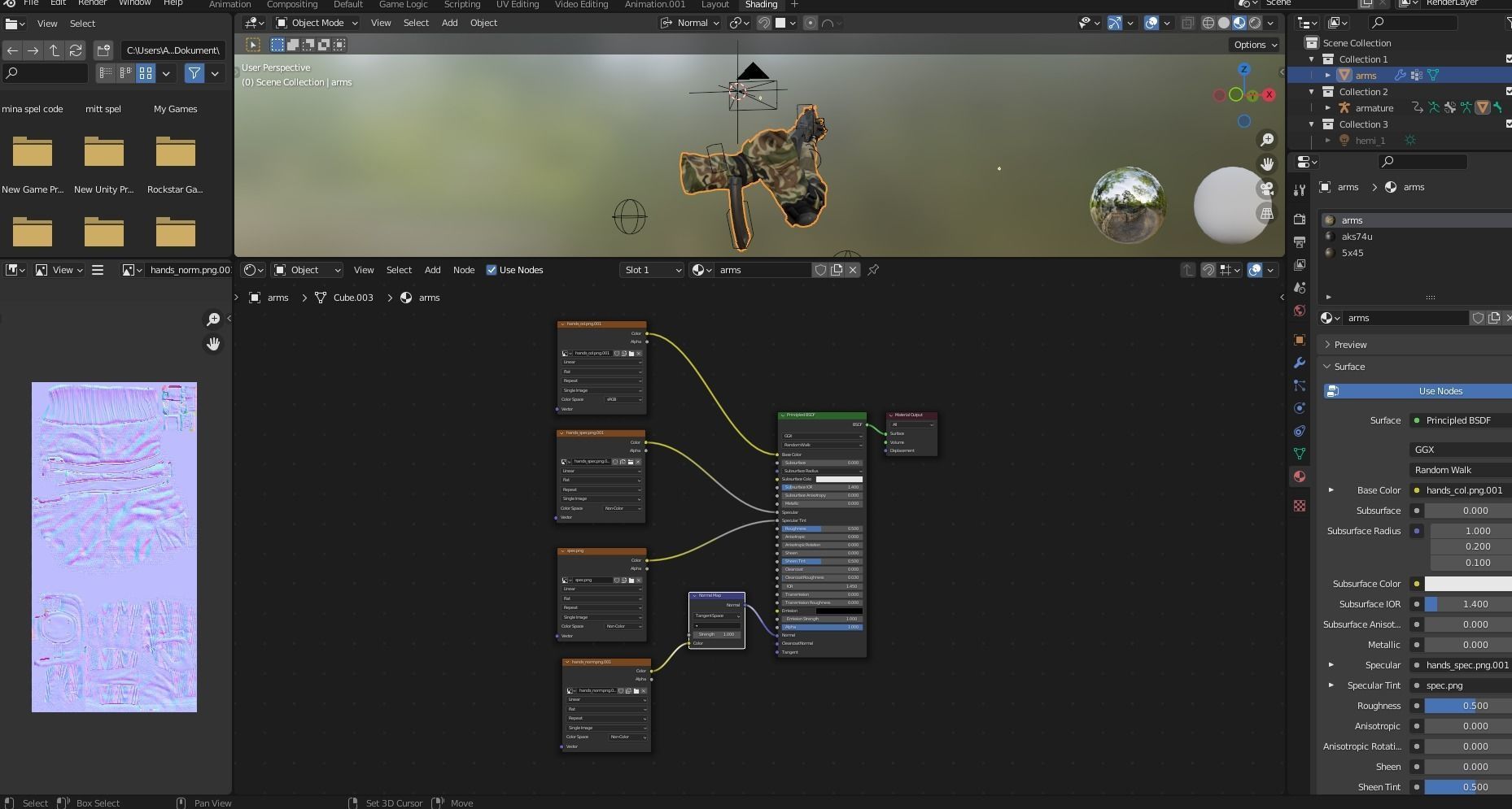 aks74 Fps hands all anim 3D model_8