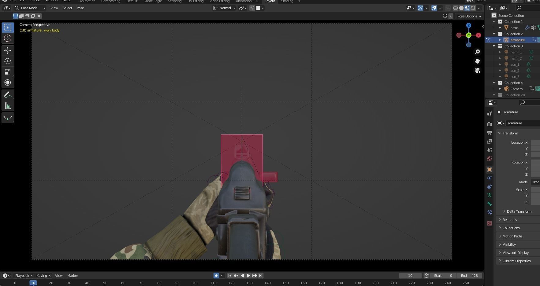 aks74 Fps hands all anim 3D model_4