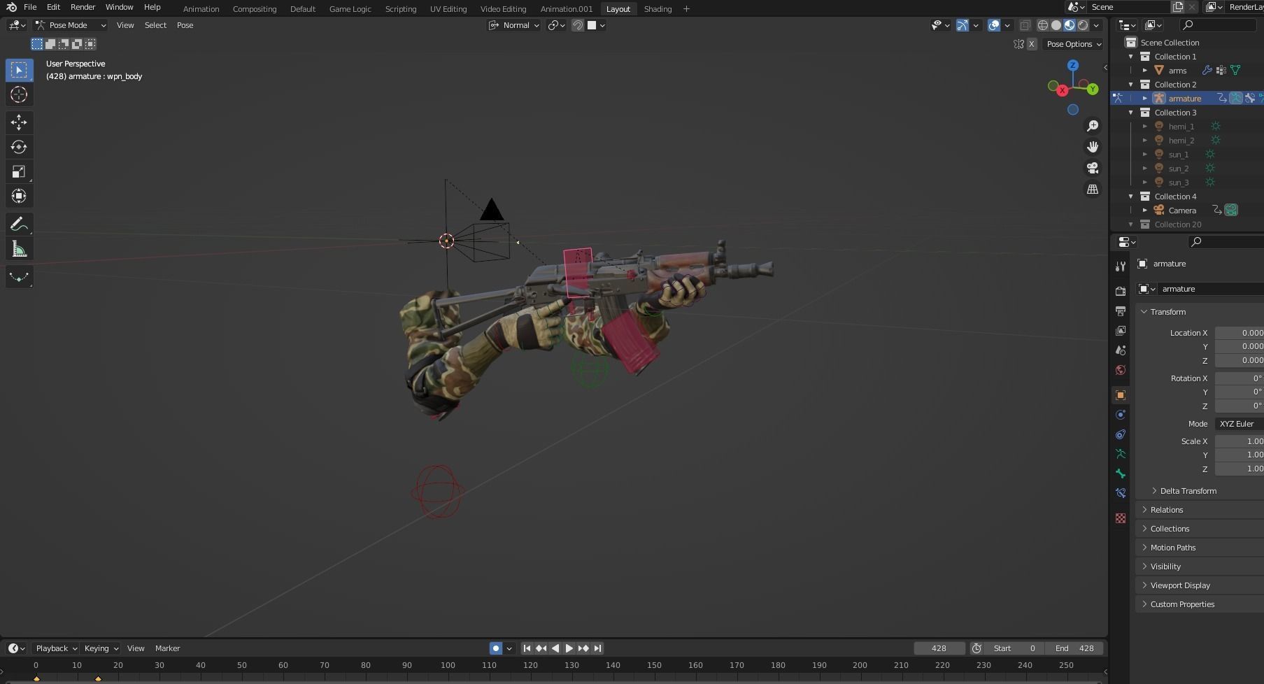 aks74 Fps hands all anim 3D model_3