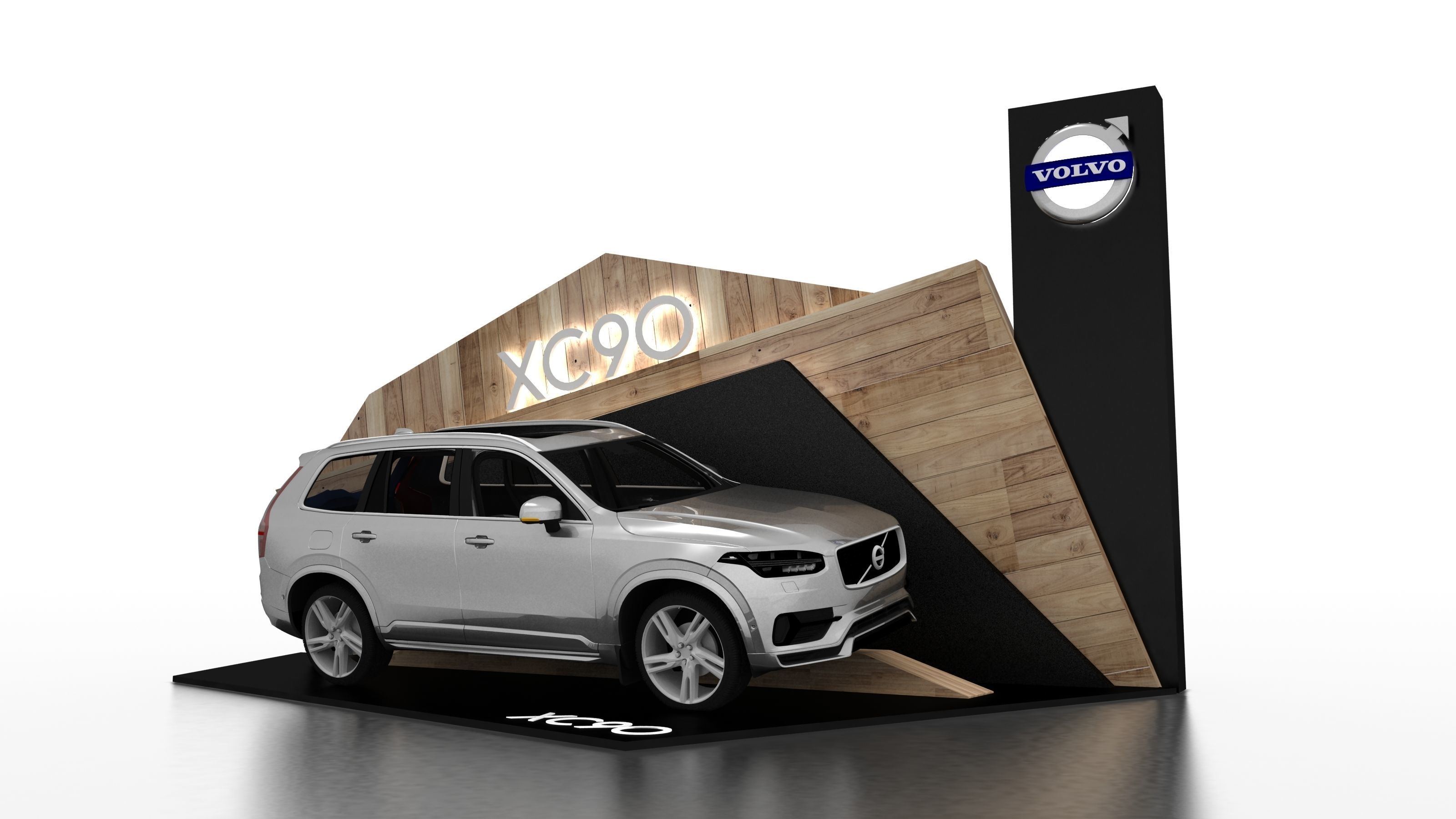 booth design exhibition stand Low-poly 3D model_3