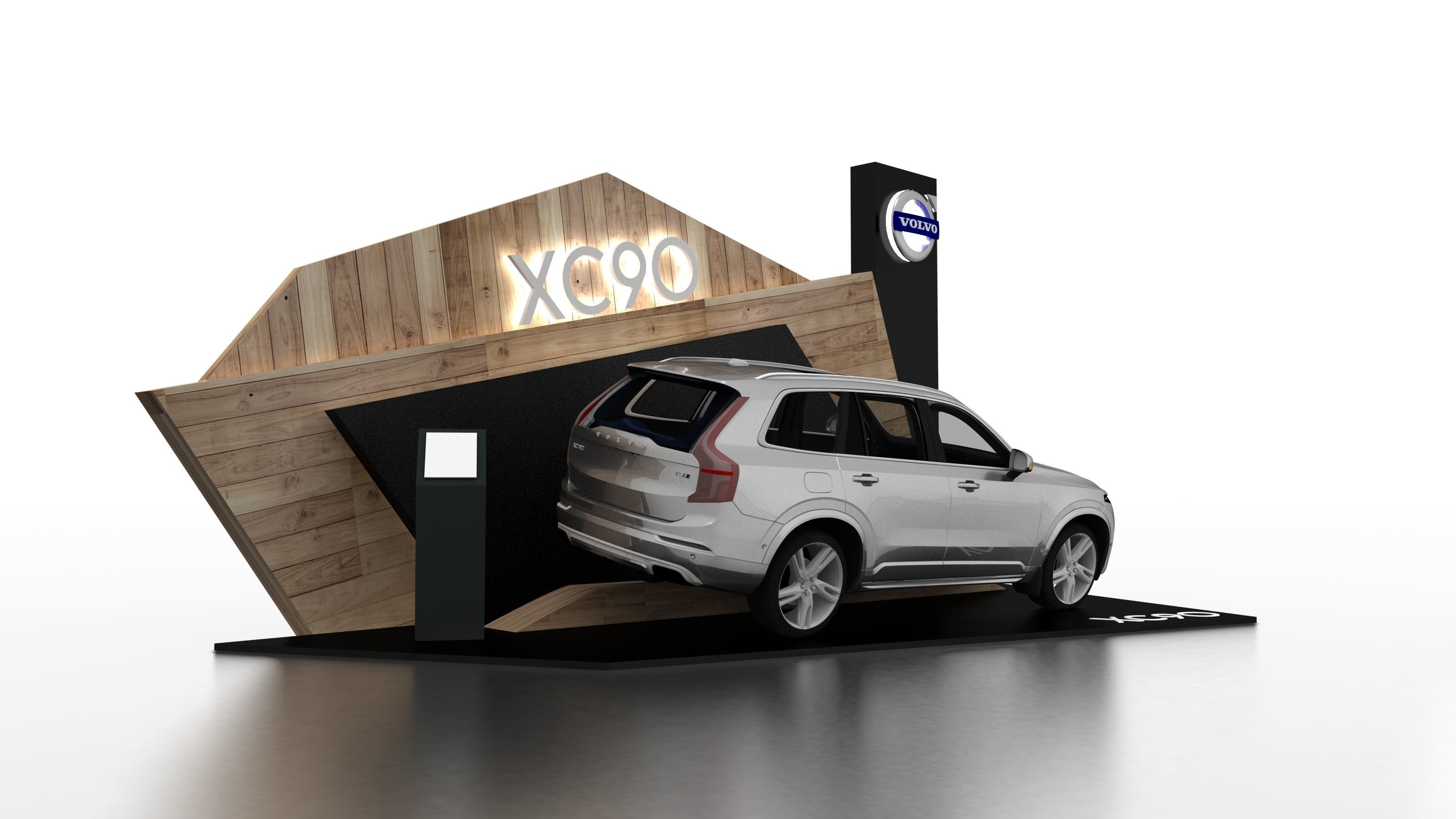 booth design exhibition stand Low-poly 3D model_1