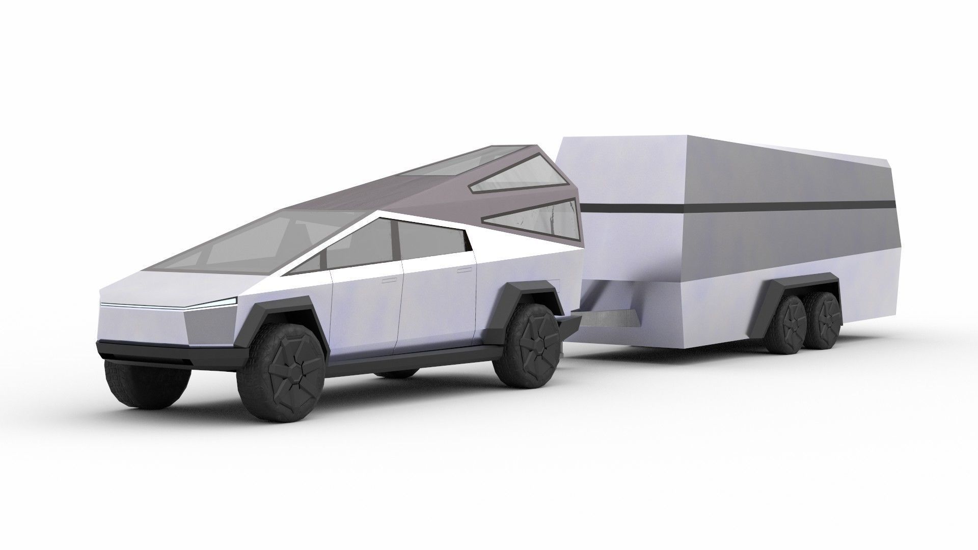 Cybertruck Tesla Low-poly 3D model_2