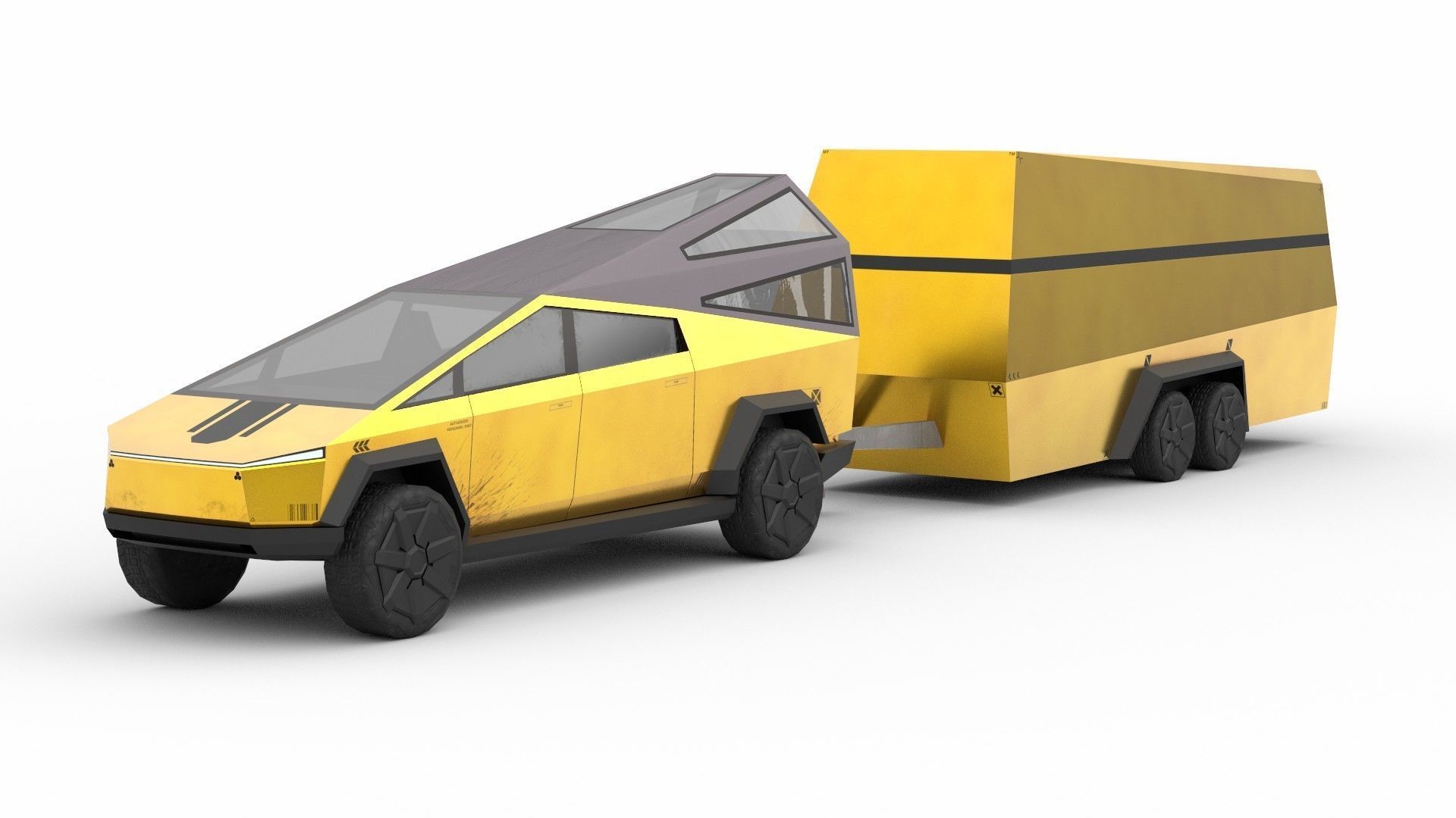 Cybertruck Tesla Low-poly 3D model_7