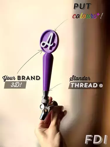 BEER TAP HANDLE BASE ENCASTRABLE - with GRAPHIC CUSTOMIZABLE 3D print model