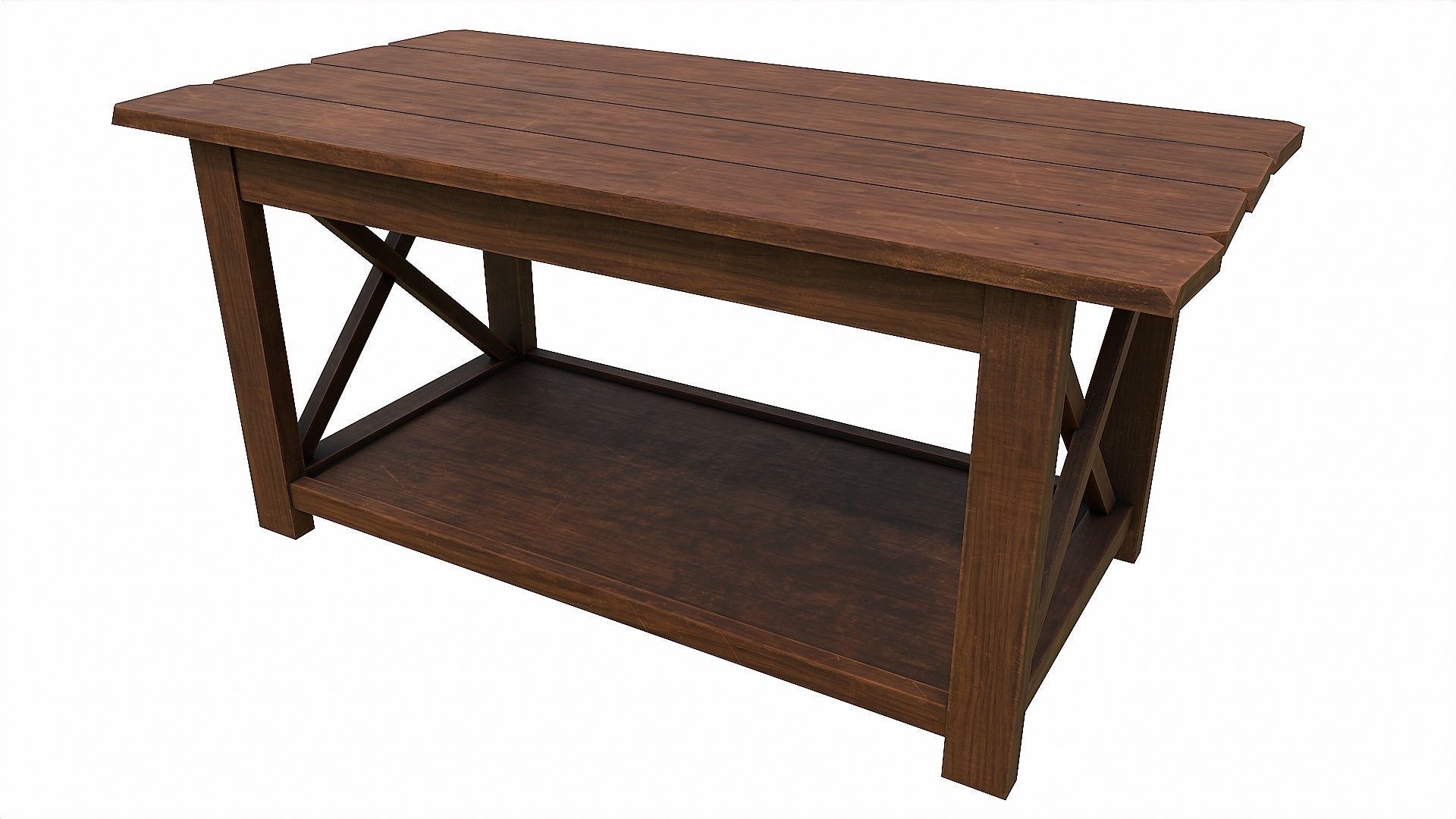 Pack of 6 Medieval Wooden Tables Low-poly 3D model_29