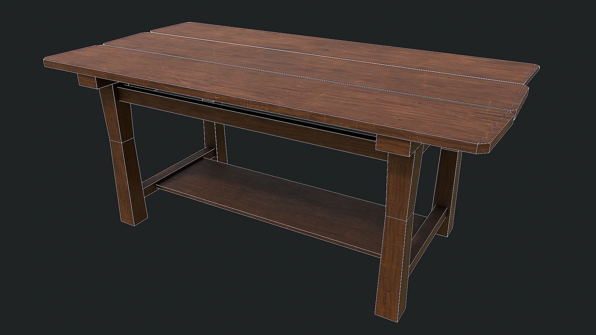 Pack of 6 Medieval Wooden Tables Low-poly 3D model_23