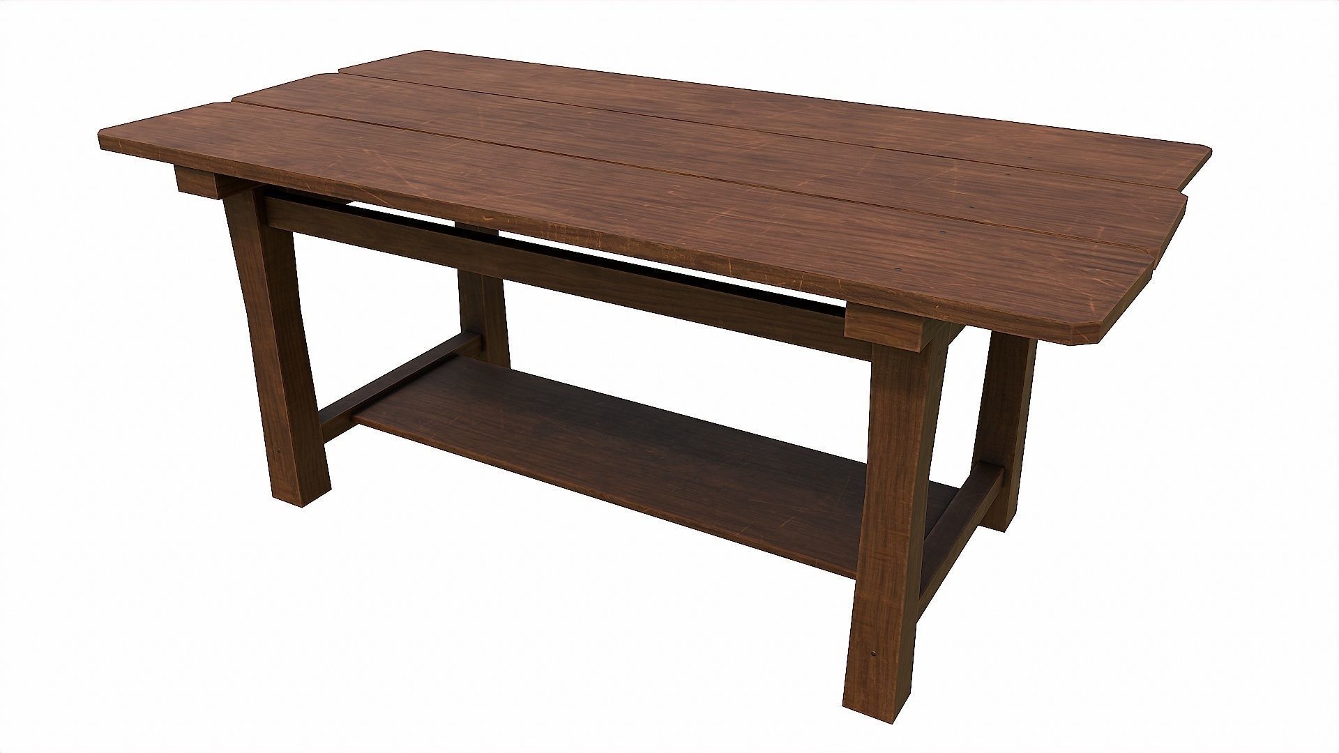 Pack of 6 Medieval Wooden Tables Low-poly 3D model_19