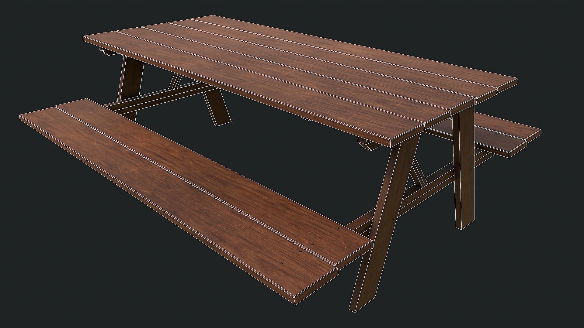 Pack of 6 Medieval Wooden Tables Low-poly 3D model_41