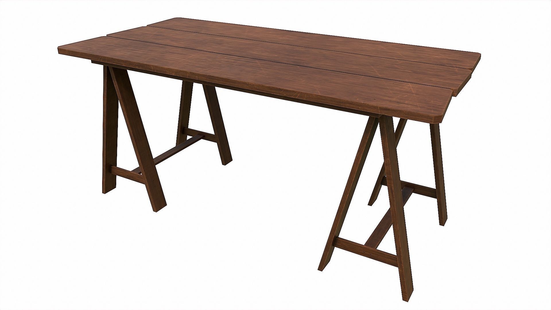 Pack of 6 Medieval Wooden Tables Low-poly 3D model_11