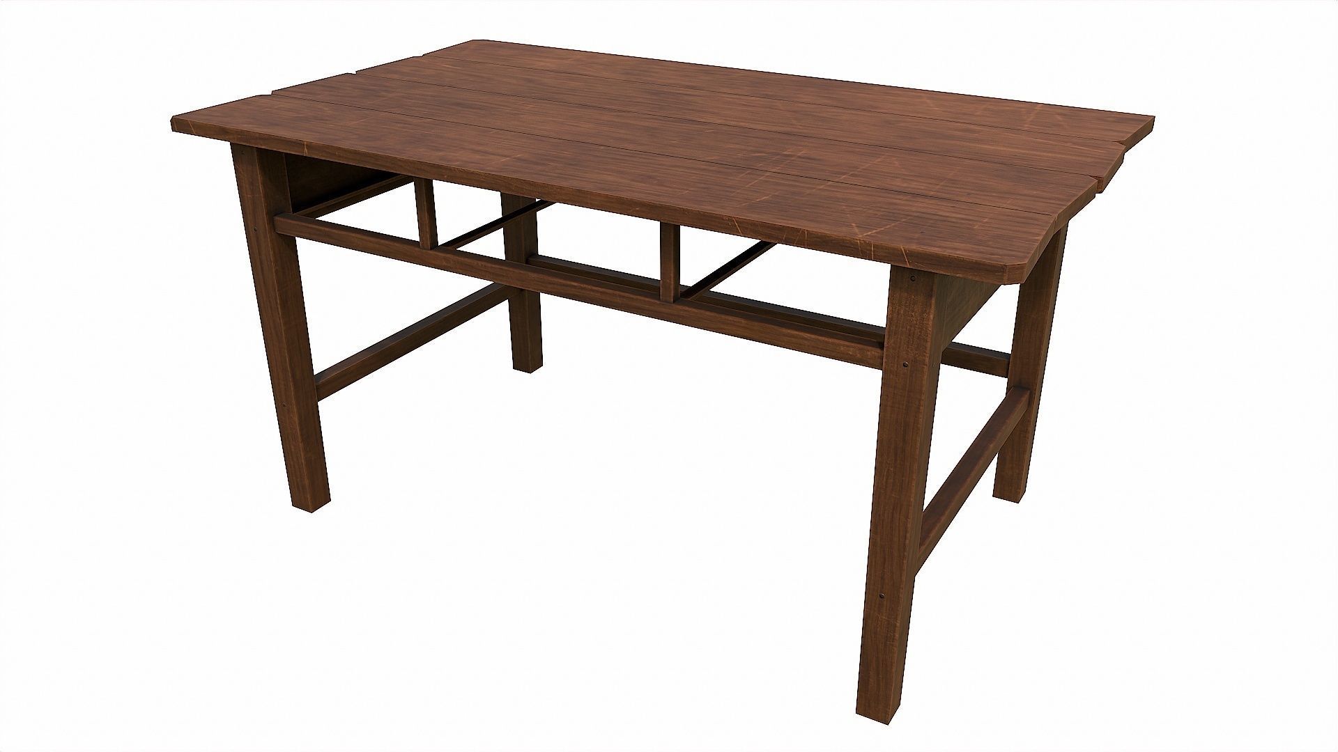 Pack of 6 Medieval Wooden Tables Low-poly 3D model_3