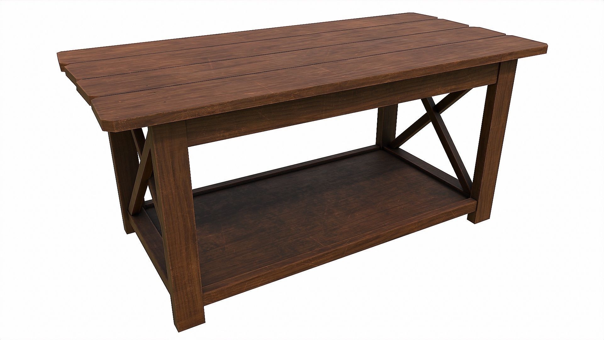 Pack of 6 Medieval Wooden Tables Low-poly 3D model_28