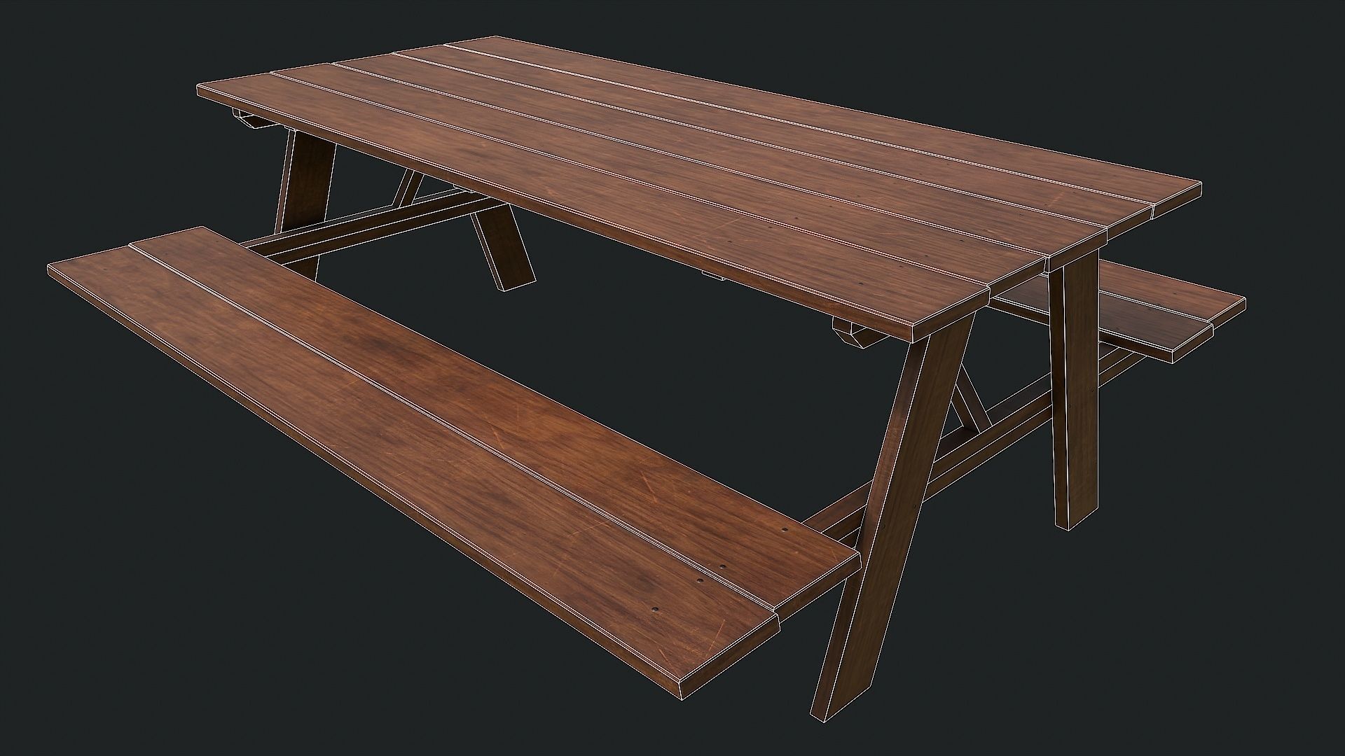 Pack of 6 Medieval Wooden Tables Low-poly 3D model_39