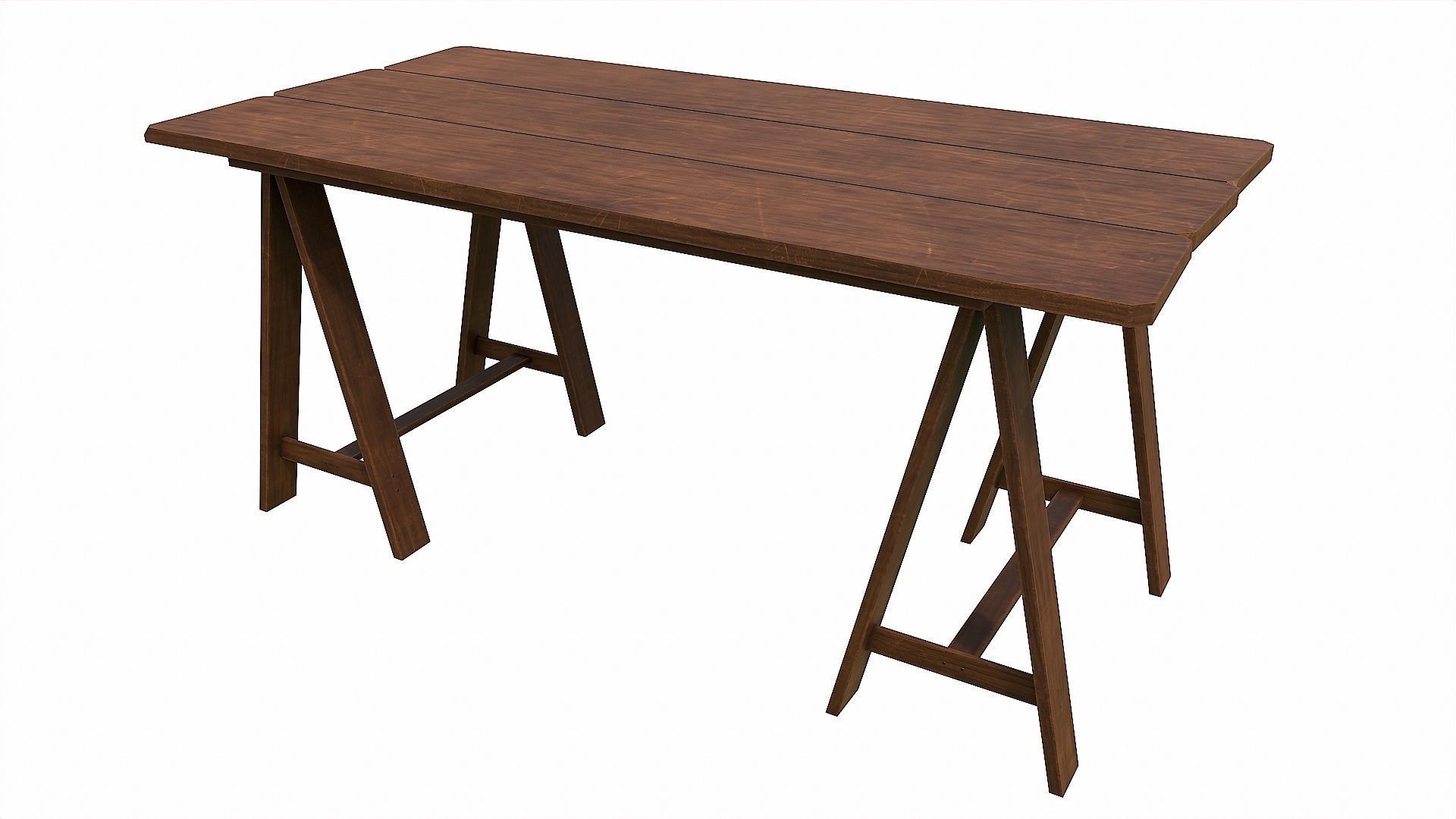 Pack of 6 Medieval Wooden Tables Low-poly 3D model_13