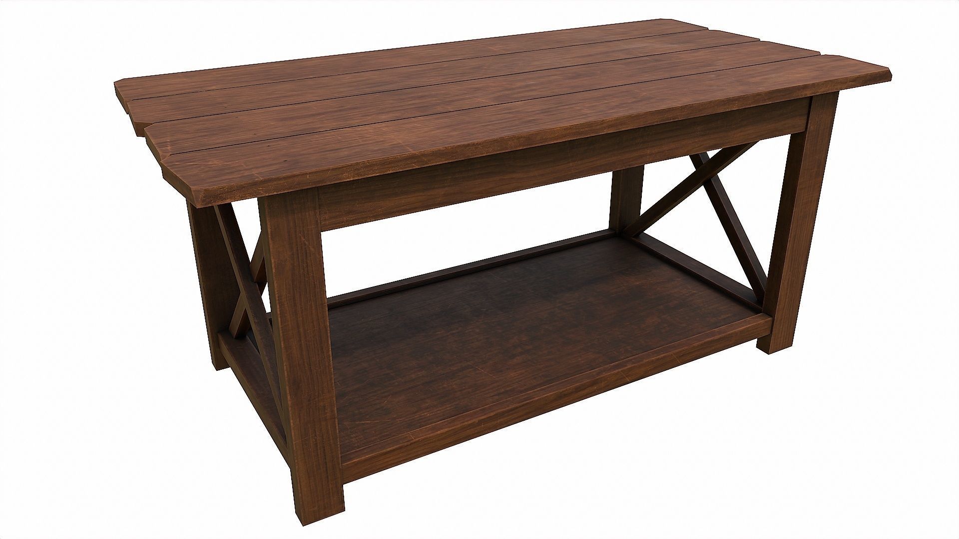 Pack of 6 Medieval Wooden Tables Low-poly 3D model_30