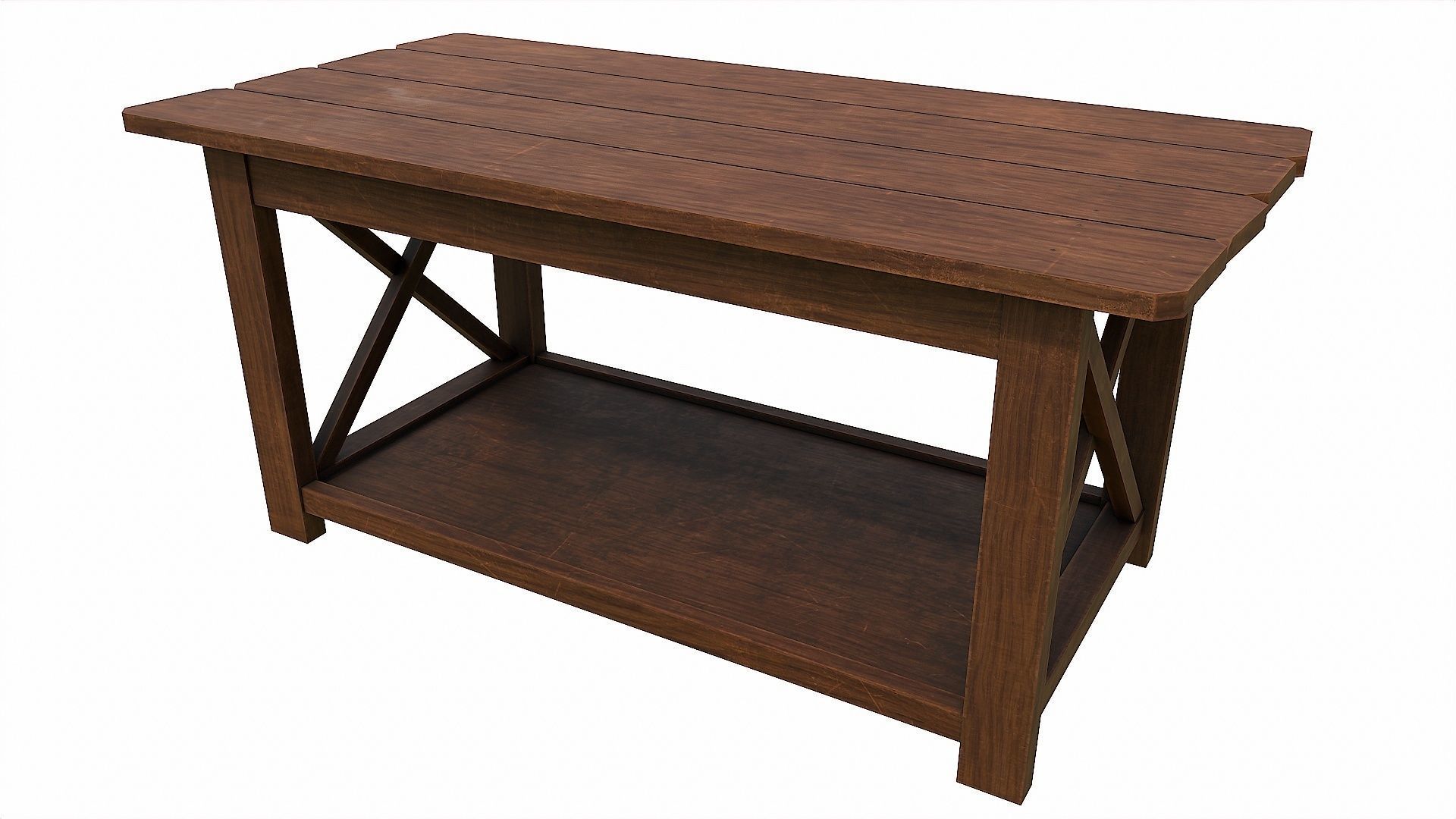 Pack of 6 Medieval Wooden Tables Low-poly 3D model_27