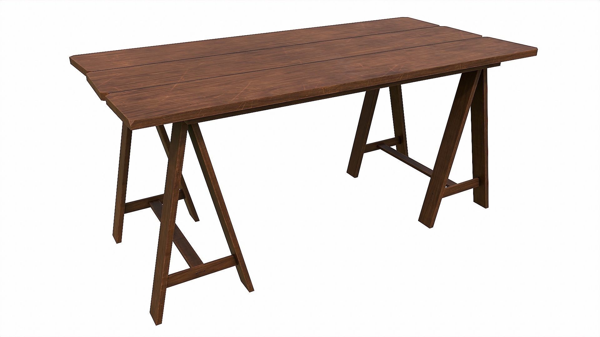 Pack of 6 Medieval Wooden Tables Low-poly 3D model_14