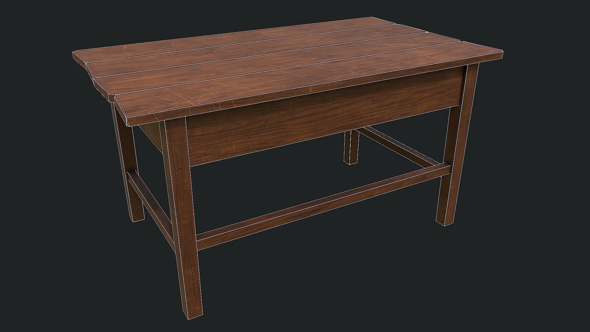 Pack of 6 Medieval Wooden Tables Low-poly 3D model_10