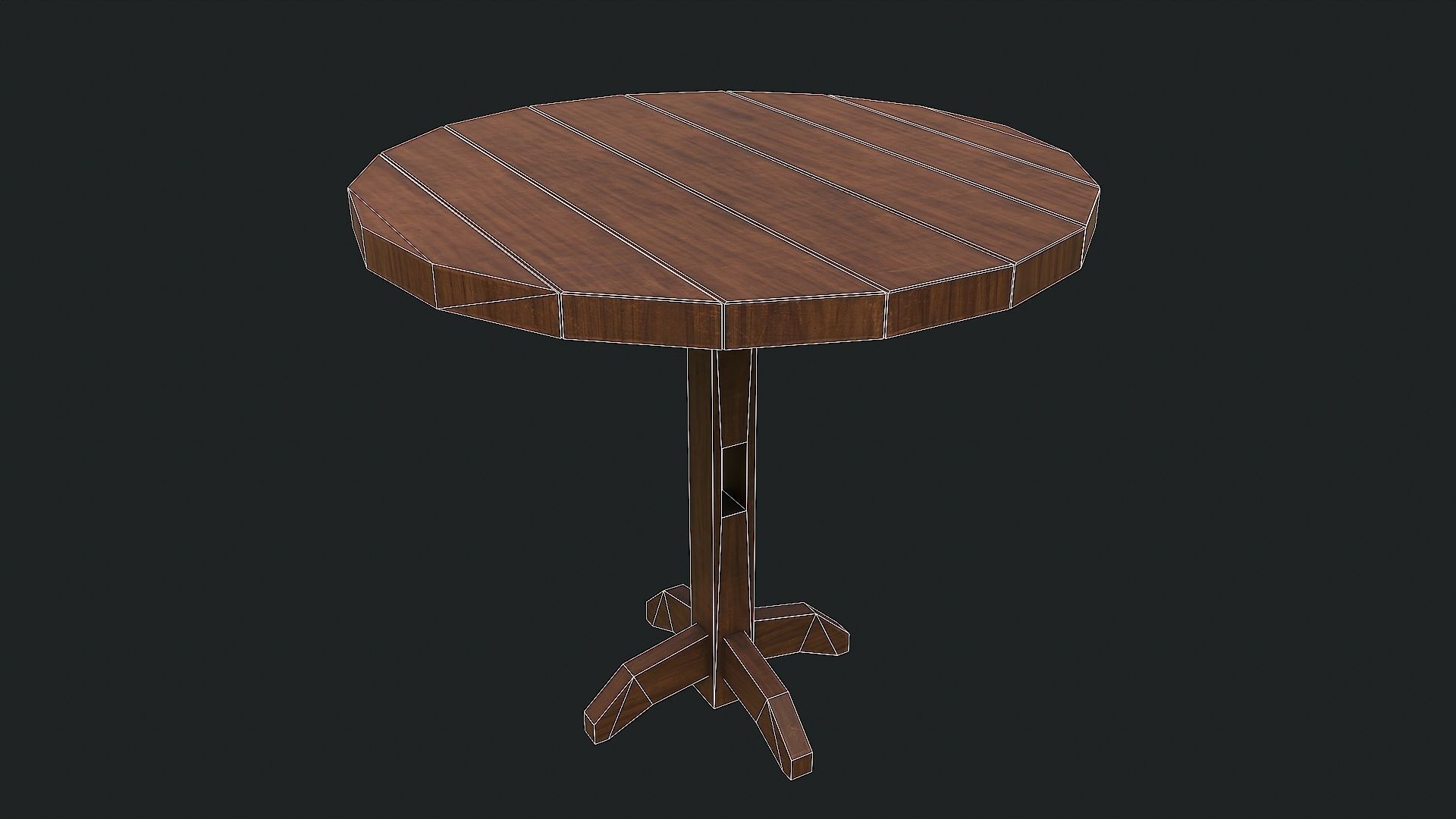 Pack of 6 Medieval Wooden Tables Low-poly 3D model_50