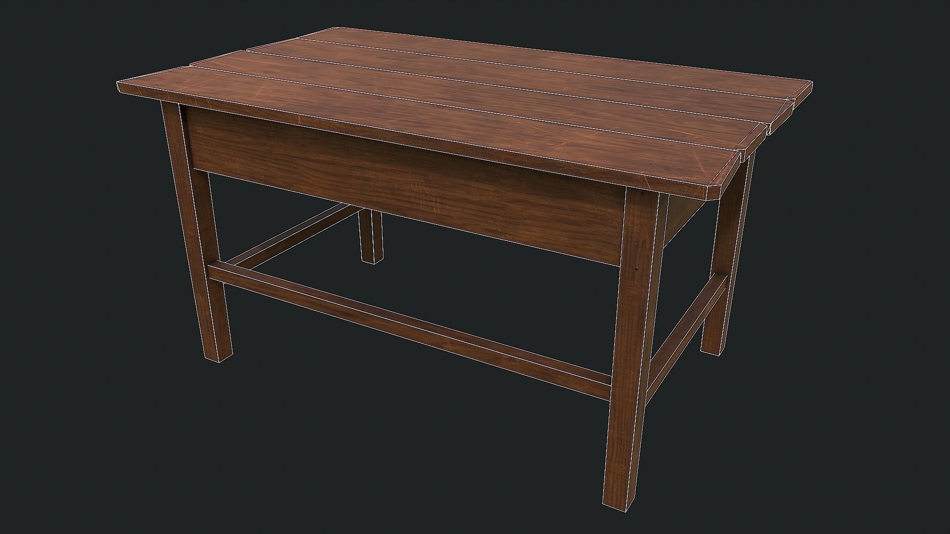 Pack of 6 Medieval Wooden Tables Low-poly 3D model_9