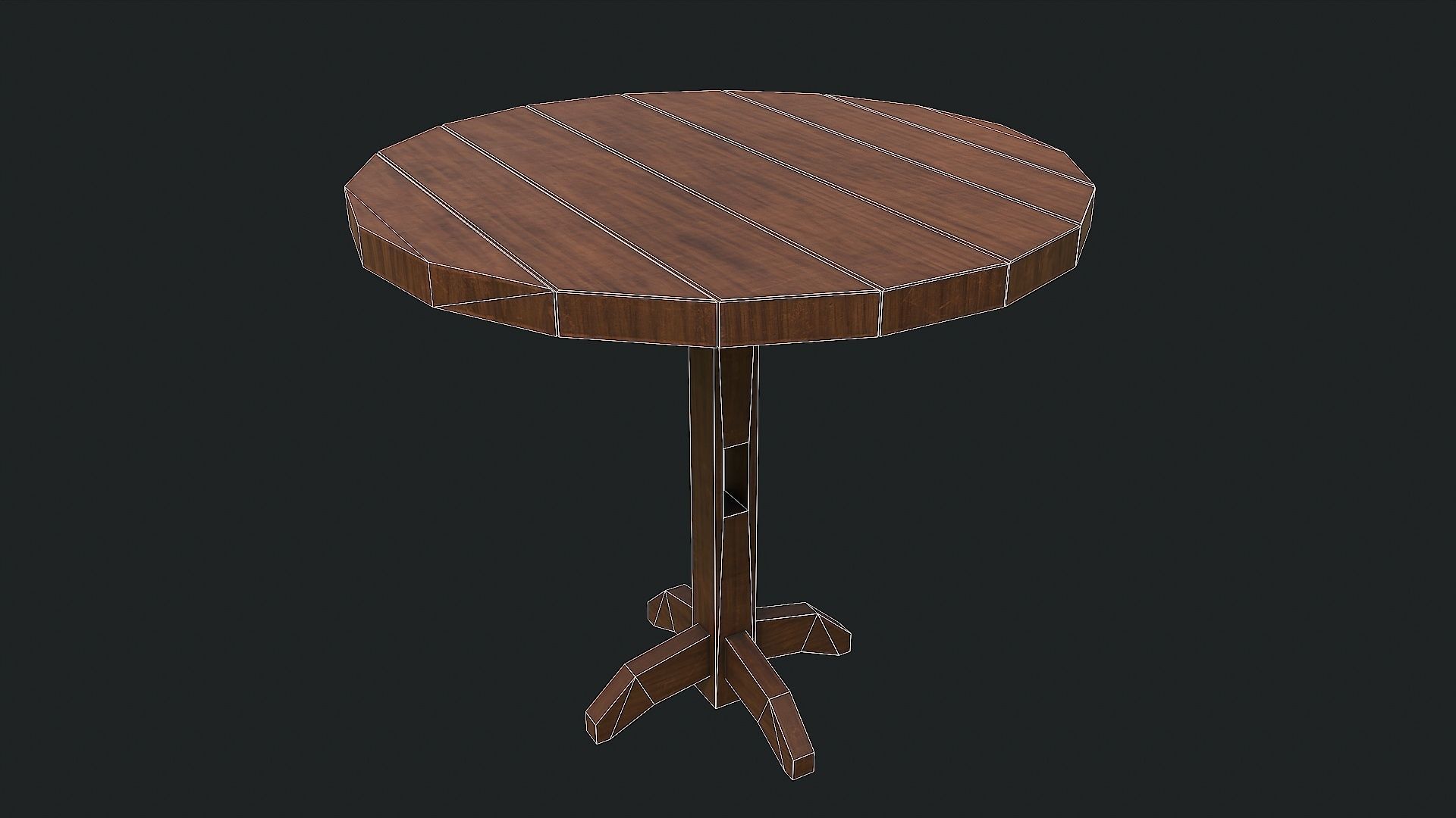 Pack of 6 Medieval Wooden Tables Low-poly 3D model_48