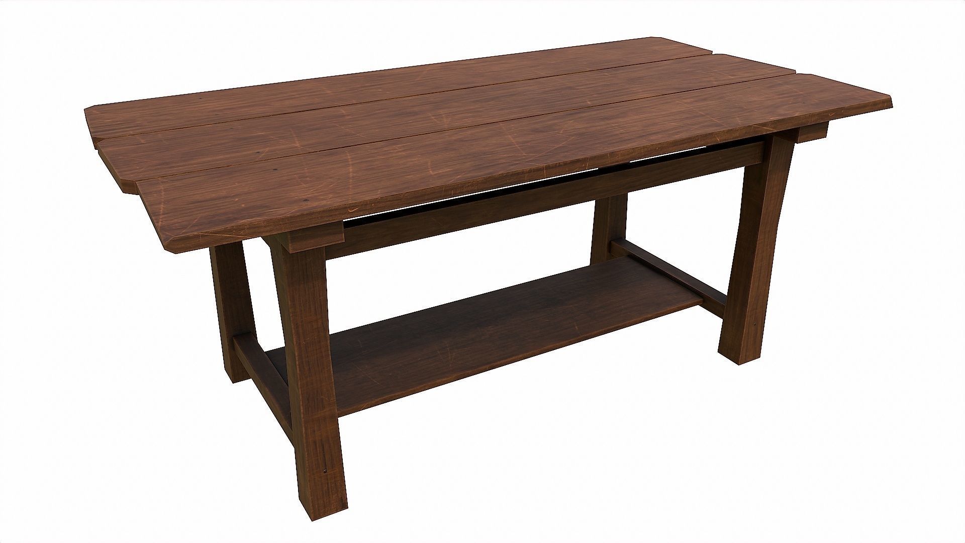 Pack of 6 Medieval Wooden Tables Low-poly 3D model_22