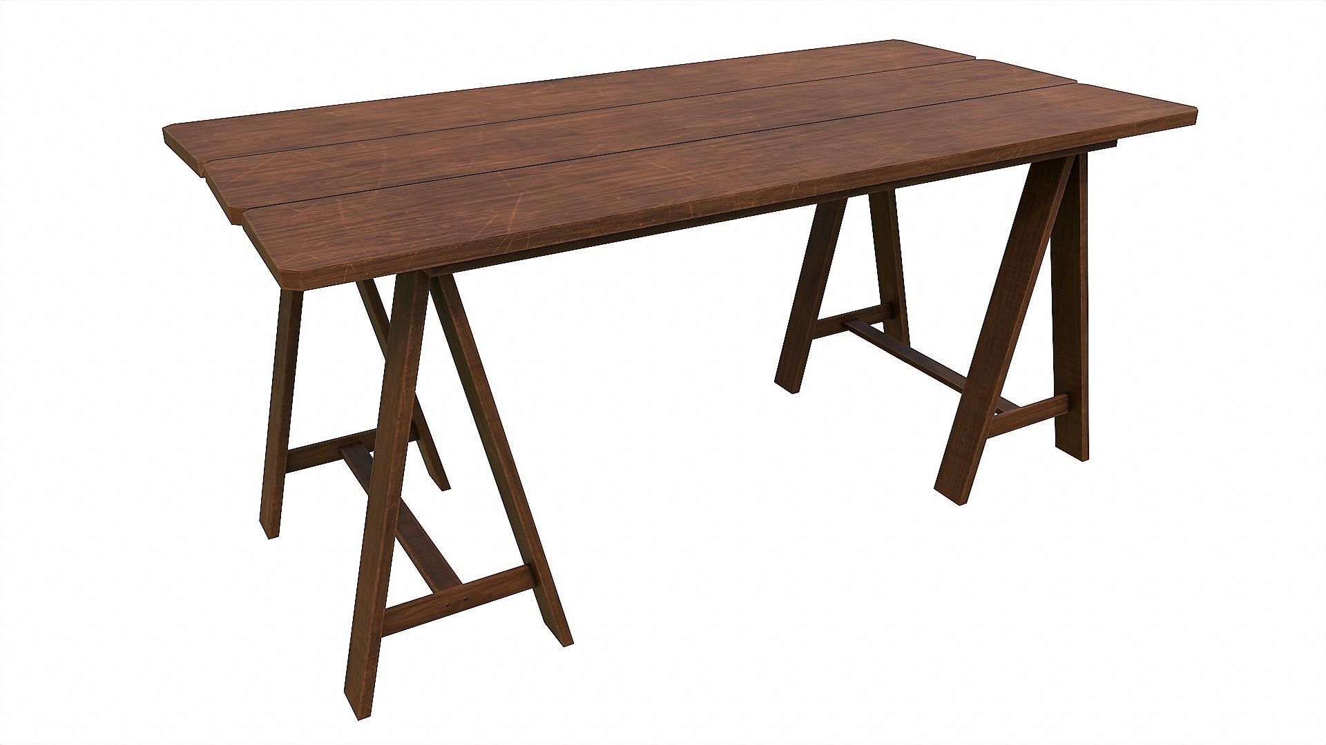 Pack of 6 Medieval Wooden Tables Low-poly 3D model_12