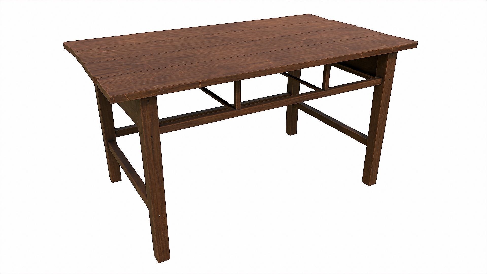 Pack of 6 Medieval Wooden Tables Low-poly 3D model_4