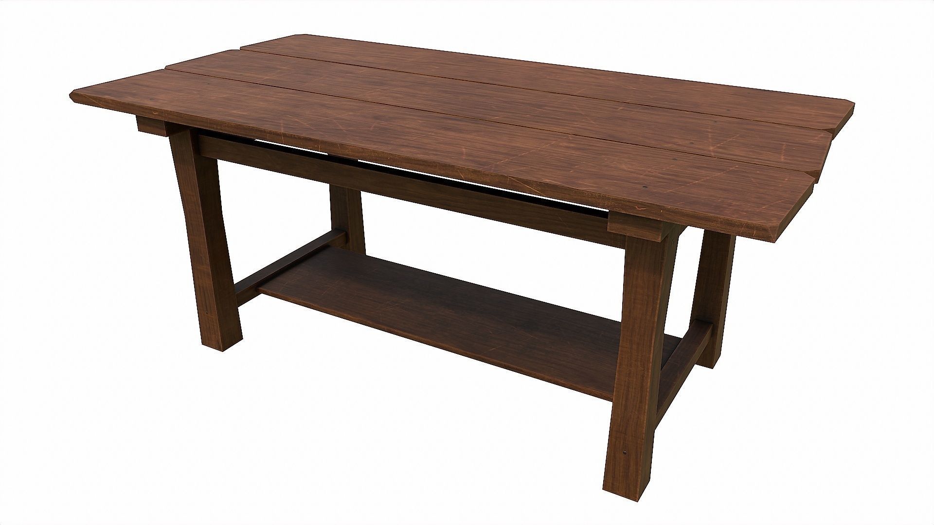 Pack of 6 Medieval Wooden Tables Low-poly 3D model_21