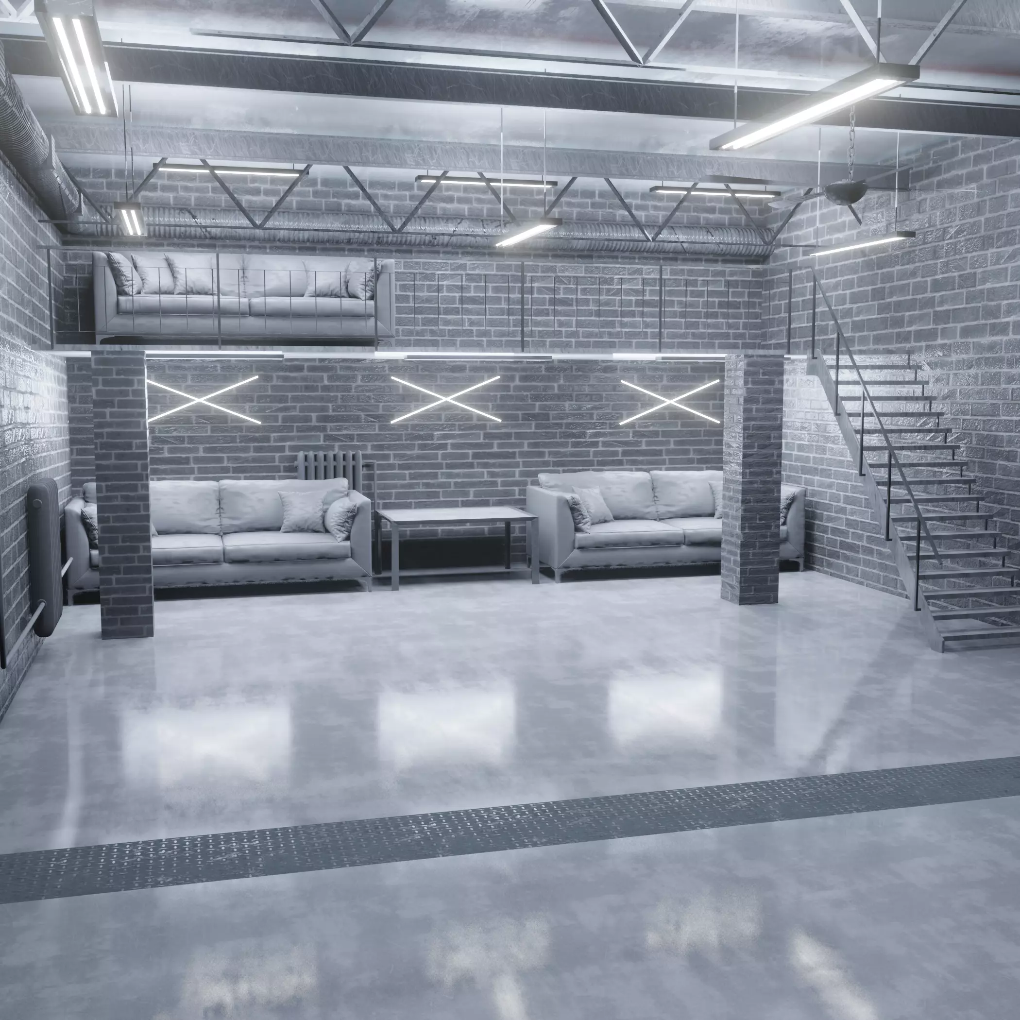 Warehouse loft 3D model_0