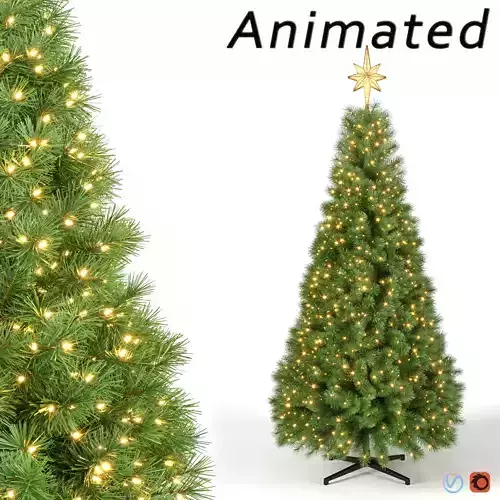 Christmas Tree with Animated Lights - 9 feet 3D model