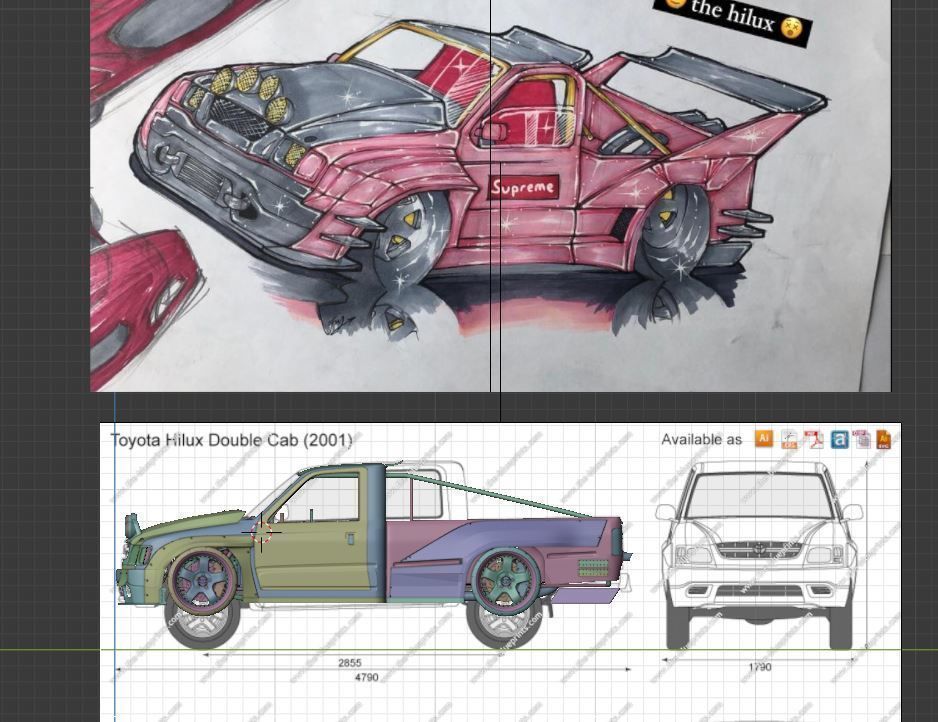 2000 Toyota hilux single cab drift build  3D model_7