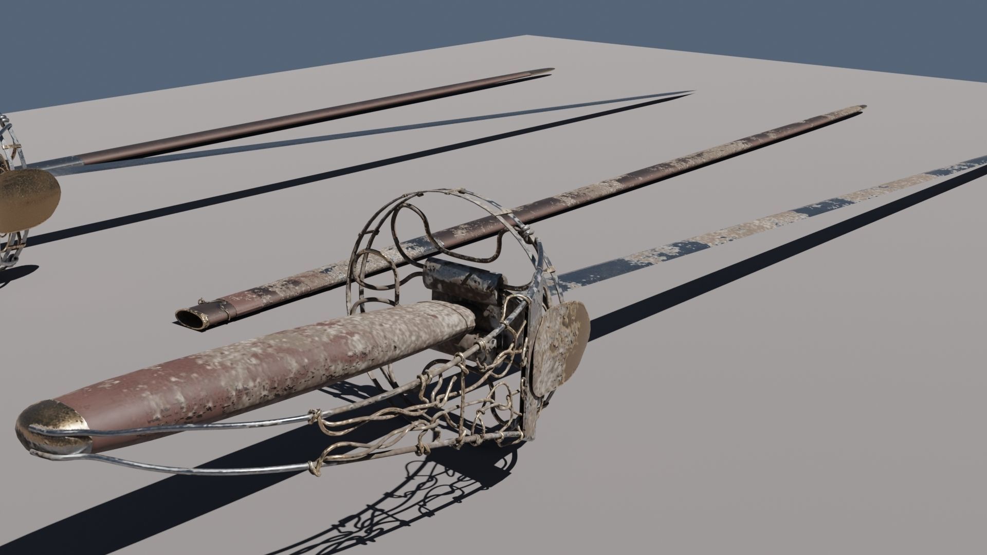 sheathed sword Low-poly 3D model_1