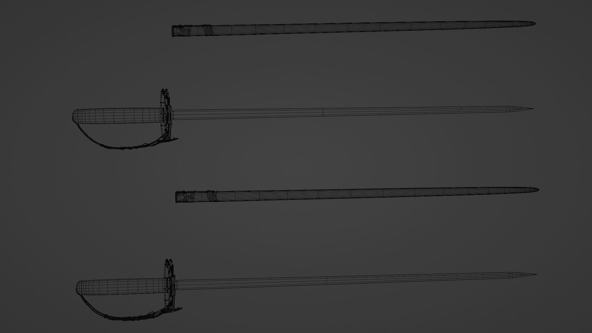 sheathed sword Low-poly 3D model_5