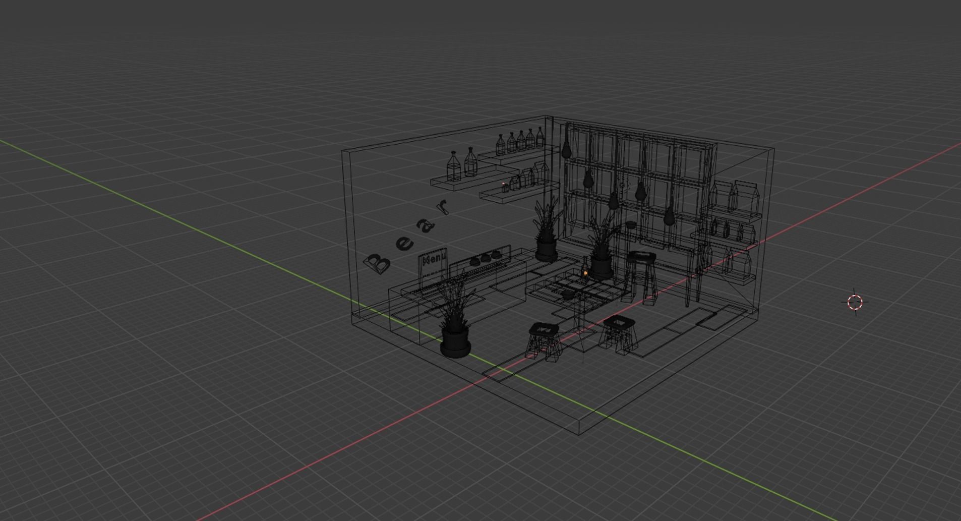 Room-Cafe living room with furniture 3D model_2