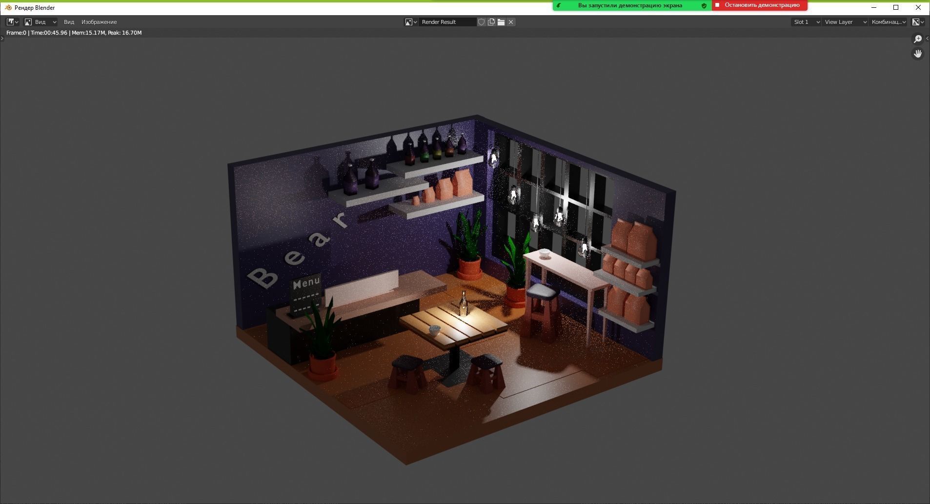 Room-Cafe living room with furniture 3D model_3