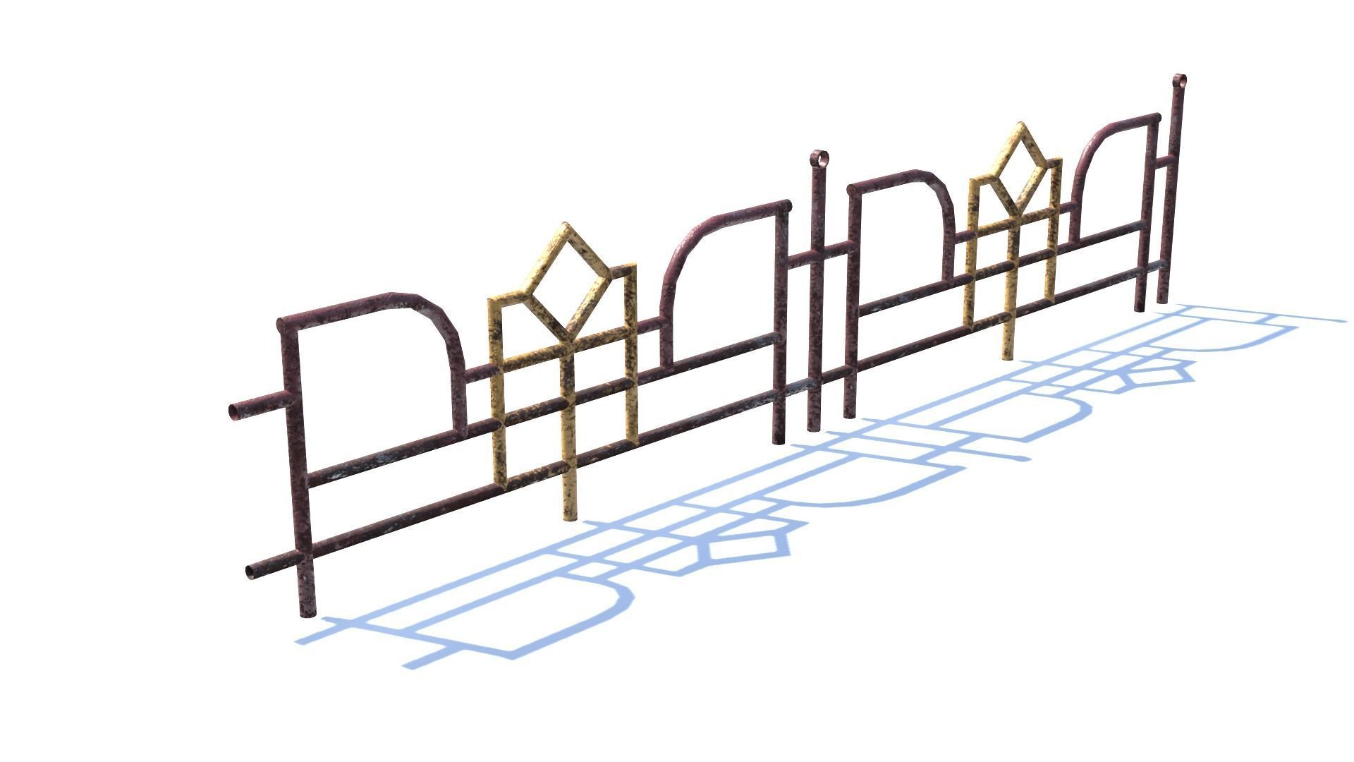 Old Rusty Fence Low-poly 3D model_3